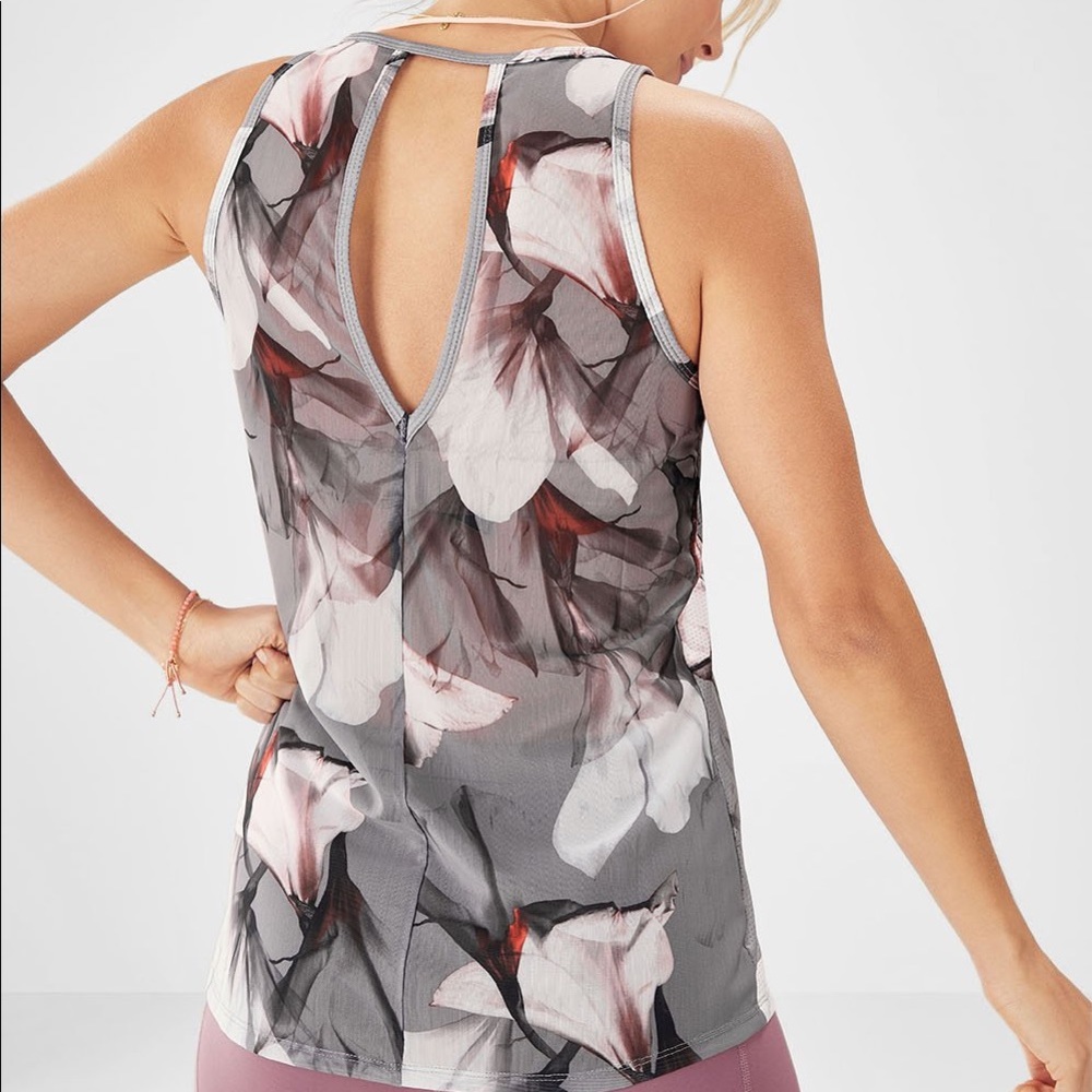 Fabletics mesh tank with floral pattern